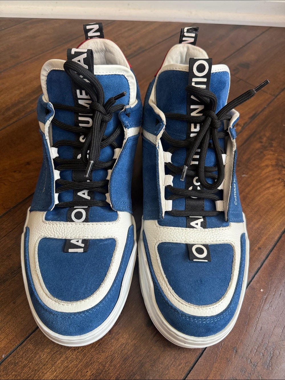COSTUME NATIONAL BLUE SUEDE LEATHER MADE IN ITALY SNEAKERS 43.5 EU  10.5US